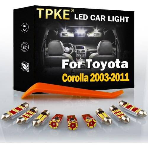 TPKE 9 Bulbs White LED Interior Light Kit Fit For 2003- 2008 2009 2010 2011 Toyota Corolla Map Dome Cargo License Plate Lamp