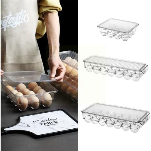 12/14/21 Grids Egg Storage Box Egg Tray Containers Refrigerator Transparent Preservation Airtight Eggs Kitchen Fresh Dispen X2S0