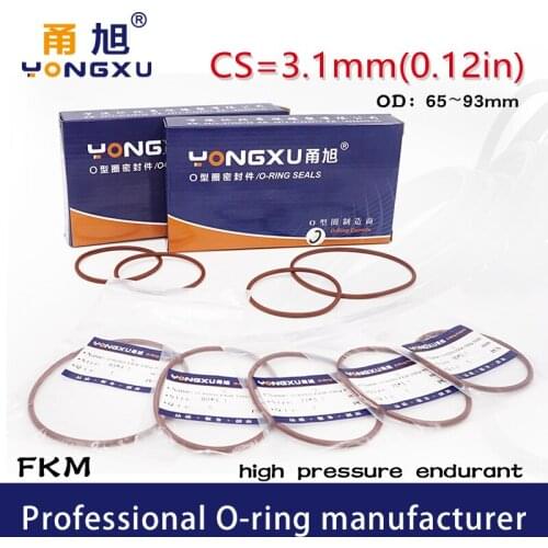 Brown FKM Rubber fluororubber O-rings Seals CS3.1mm OD65/70/77/80/93mm O Ring Seal Gasket Rings Sealing Washer