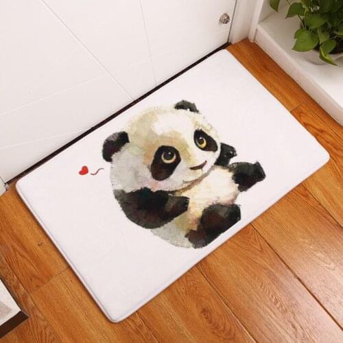 Cartoon Bath Mat Flannel Anti-Slip Doormat Cute Panda Absorb Water Floor Mat Carpet Kitchen Bedroom Entrance Rug Tatami Tapete