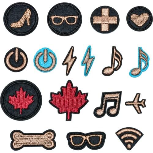 Mini Embroidery Patches Set Golden Cloth Stickers DIY Appliques for Sewing Clothes Home Textiles Iron Ons WIFI Badges Wholesale