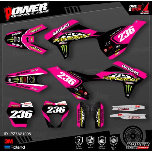 PowerZone Custom Team Graphics Backgrounds Decals 3M Stickers Kit For GASGAS 2021 2022 2023 EC MC 005