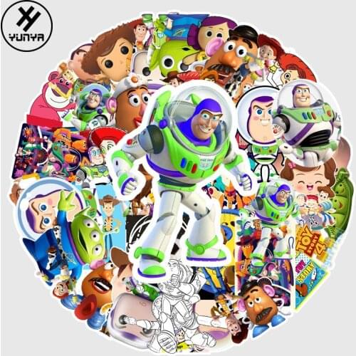 Disney 53pcs Toy story Cartoon Stickers for Car Styling Bike Motorcycle Phone Laptop Travel Luggage Cool Funny Sticker JDM Decal