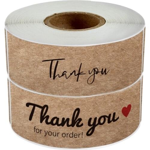 120 Pcs/Roll Kraft "thank You for Your Order" Sticker for Supporting Your Business Package Decoration Labels Stationery Stickers