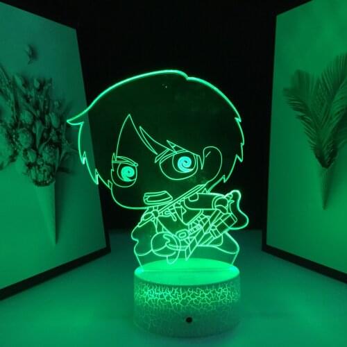 Table 3D Lamp Eren Yeager Anime Figure Nightlight Kids LED Night Light for Cool Birthday Gift Bedroom Decor Light for Child Room