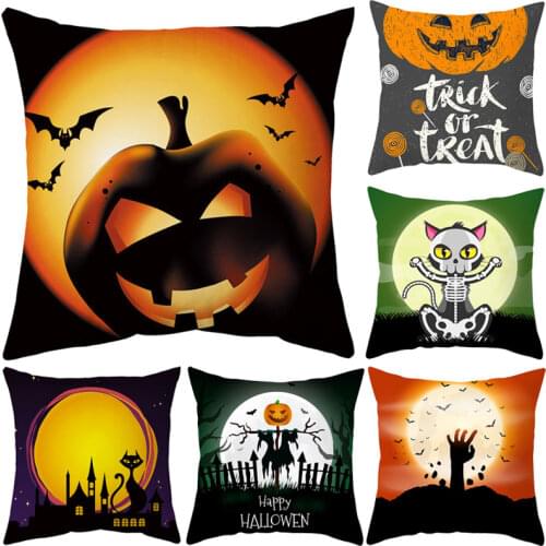 Halloween Pillowcase Pumpkin Bat Ghost Pattern Pillow Cases Sofa Cushion Cover for Halloween Party Decorations Ornament Supplies