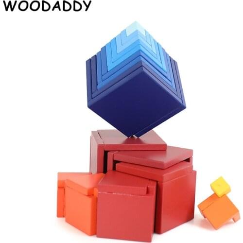 New Arrival Brain Cube Building Blocks Wooden Toys For Kids Rainbow Educational Children Stack Height Birthday Gift Classic Toys