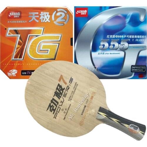 Original DHS POWER.G7 PG.7 blade + NEO Skyline TG2 and G555 rubber with sponge for a racket Long Shakehand FL