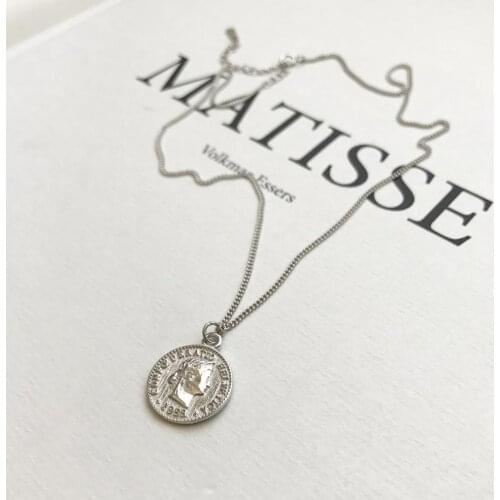 Authentic 925 Sterling silver portrait industry coin necklace Pendant Fine Jewelry TLx567