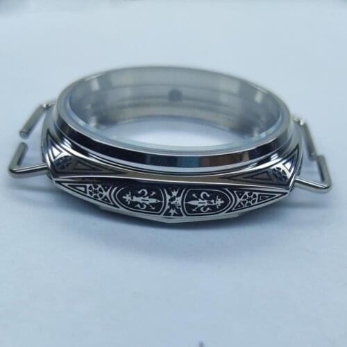 316L stainless steel engraved 45mm manual top chord polished case suitable for ETA 6497 / 6498 movement