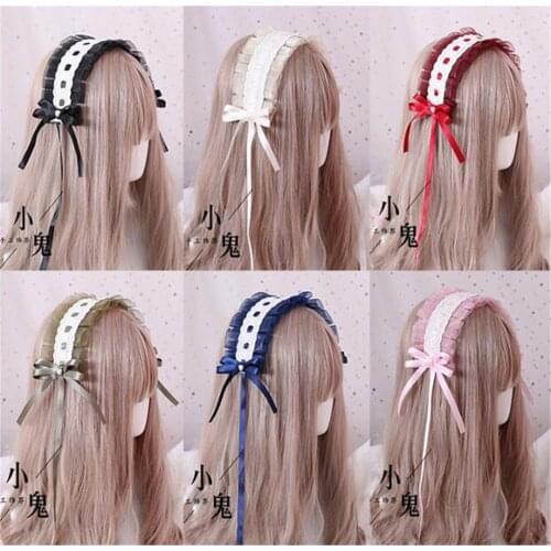 Rose Garden of Angels Vintage Japanese Sweet Lolita Lace Bow Headwear Maid Hair Band Daily Hair Accessories Headbands B583