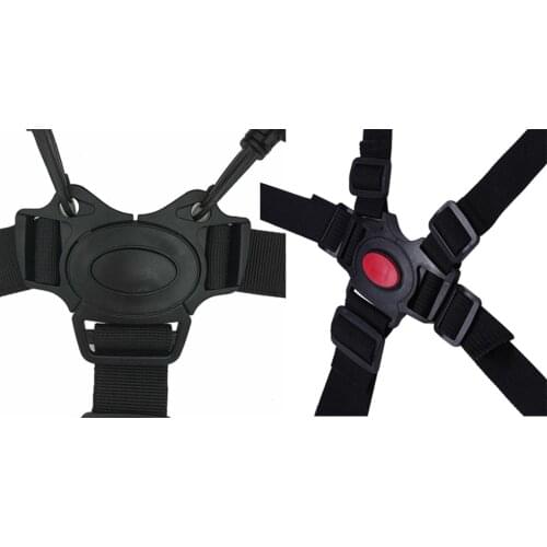 5 Point Harness Nylon Safe Belt Seat Belts 360 Degree Rotating Hook Baby Seat Belts Baby Stroller High Chair Black Belt Strap