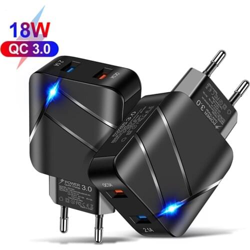 Quick Charger 3.0 USB Fast Charger 3.0+2.4A Dual Ports Power Adapter for Samsung iPhone Xiaomi Huawei Google QC3.0 Wall Charger