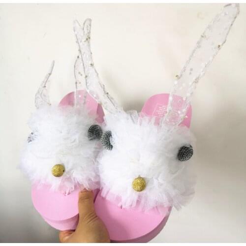 HAHAFLOWER 2019 Shoes Flip flops Women Fashion Summer Wedge Flip Flops Sandals Rabbits Sweet shoes women free shipping