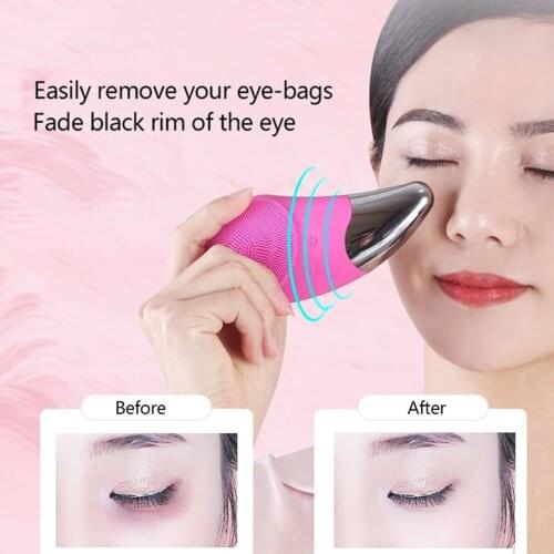 Silicone Facial Cleansing Brush Eye Massager with Vibration Electric Waterproof Face Cleaner Facial Massager Skin Care Device