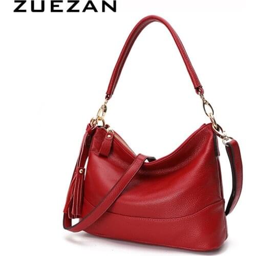 Medium Tassels Soft Leather Tote,Women Genuine Leather Shoulder Bag, Female Casual 100% Natural Cowhide Cross-body Bags A412