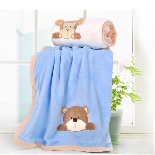 Super Soft Coral Fleece Baby Blanket Infant Crib Bedding Cartoon Monkey/Rabbit/Bear Blanket Newborn Gift For Boy Girl 100*80Cm