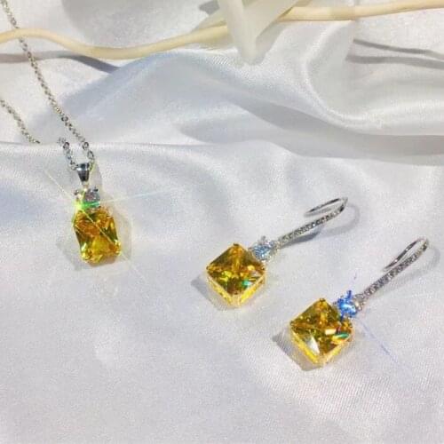 Designer Fashion 925 Sterling Silver Jewelry 3A Cubic Zirconia Party Earring/Necklace Set