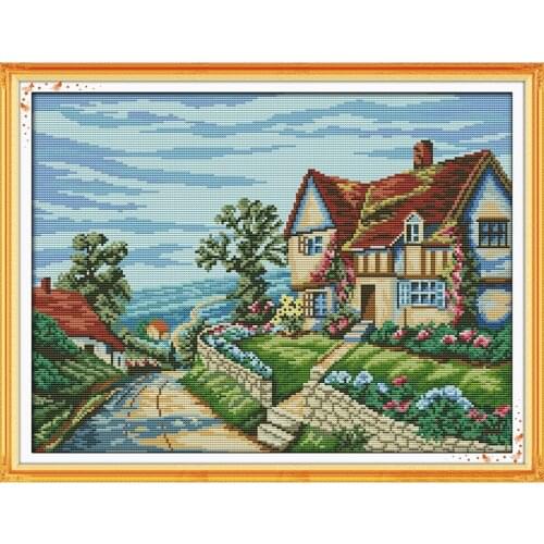 Everlasting Love Beautiful Village Chinese Cross Stitch Kits Ecological Cotton Stamped Printed DIY Christmas Decorations Gift