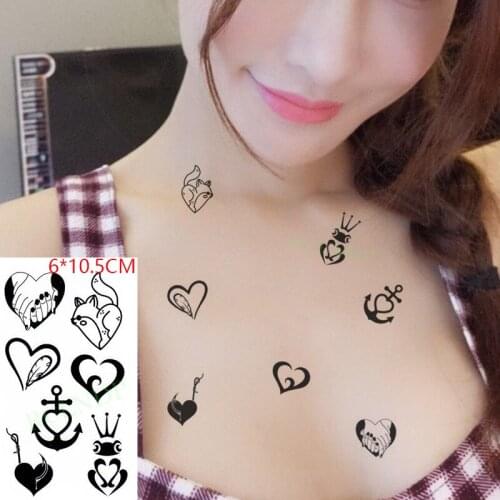 Waterproof Temporary Tattoo Sticker Shake Hands Love Cat Frog Crown Fish Hook Body Art Flash Tattoo Fake Tattoo for Women Men