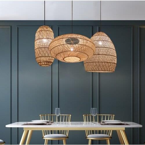 Japanese Rattan Pendant Lights Modern Style Hanglamp For Bedroom Living Room Bar Dining Room Decor Loft E27 Luminaire Suspension