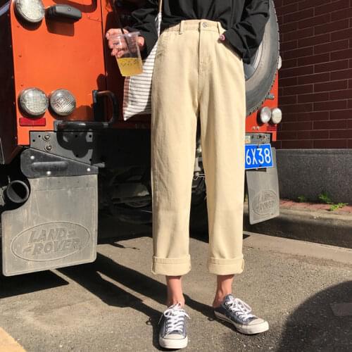 Womens Jeans New Spring/autumn High Waist Cotton Elastic Denim Fashion Casual Slim Buttons Pocket Ankle-Length Pants