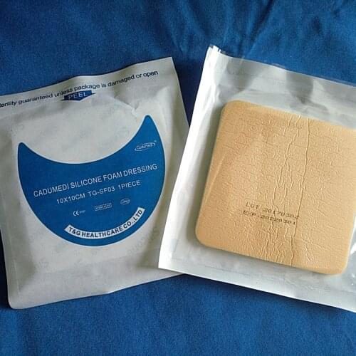 1pcs 10*10cm silica gel foam dressing cotton pad medical self adhesive waterproof wound healing no adhesion healing skin color