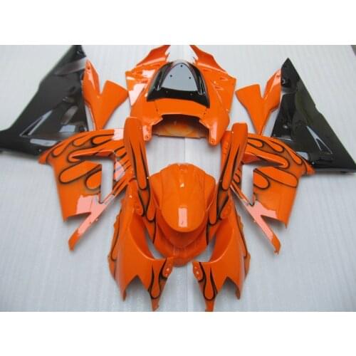 100% New Fairings Bodywork For Kawasaki ZX10R 2004 2005 NINJA Fairing Kit ZX 10R 04 05 Black Flames In Orange Bodykits SZ44