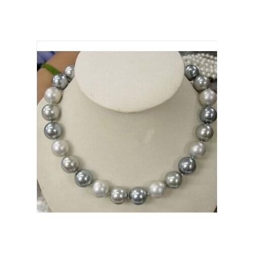 12mm Elegant white black Gray Shell Pearl Necklace pendant A3234