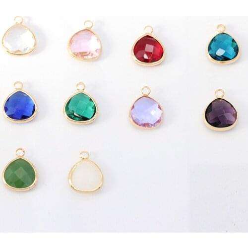 12p 12x13mm Heart Faceted Framed Glass Charms Pendants Connectors Necklace Earrings fittings Jewelry making accessories supplies