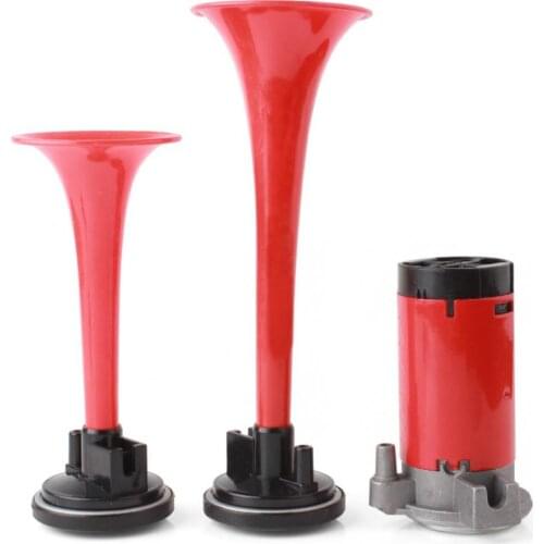135db 12V Red Durable ABS Plastic Loud Dual Tone Air Horn Set Trumpet Compressor for Motorcycle Car Boat Truck