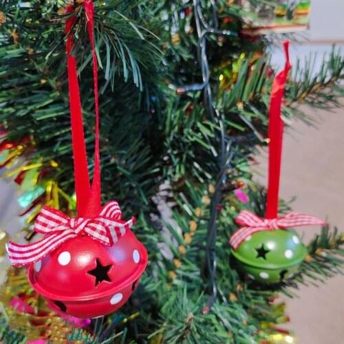 24pcs Xmas Bell Shaped Pendants Iron Christmas Tree Hanging Decoration Ornament Small Bell Decors