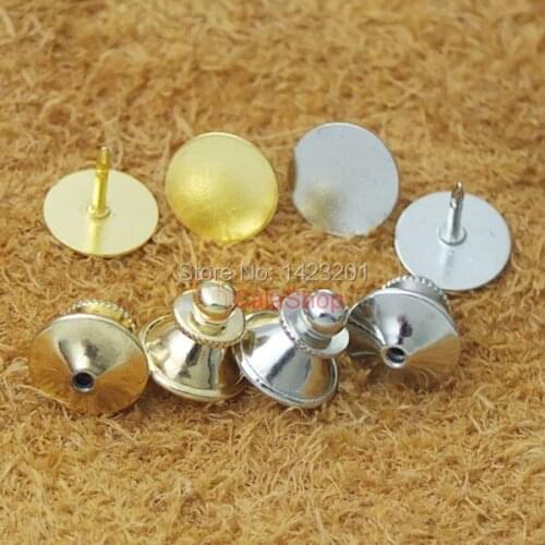 50 pcs Plated Locking Tie Tac Tack guard 10mm Pin Clutch Backs Brass F204