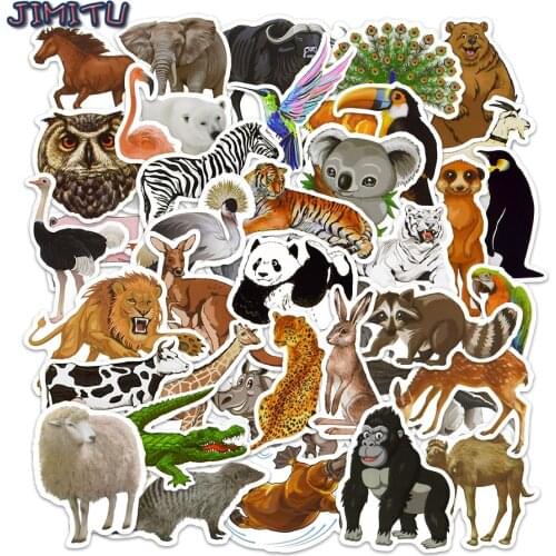 50 PCS Rainforest Animals Stickers for Kids Laptop Luggage Guitar Skateboard Sticker Pack Waterproof Cartoon Zoo Decal Scrapbook