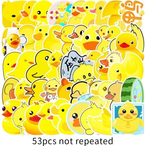 53Pcs Yellow Duck Stickers for Laptop Motorcycle Skateboard Fridge Cute Stikers Luggage Phone Decal Guitar Car Suitcase Sticker