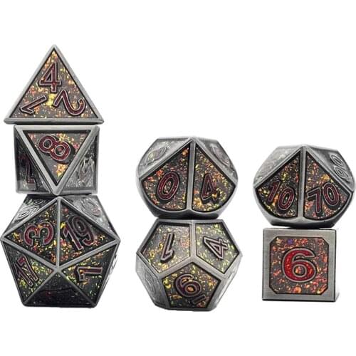 7Pcs Solid Metal Polyhedral Numeral D4 D6 D8 D10 D12 D20 Dice Set for MTG DND RPG Party Board Game Toys