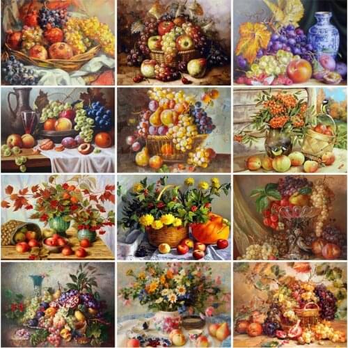 Diamond Painting Fruit Basket Bouquet European Palace Style Decorative Painting Full Diamond Cross Stitch Picture Wall Sticker