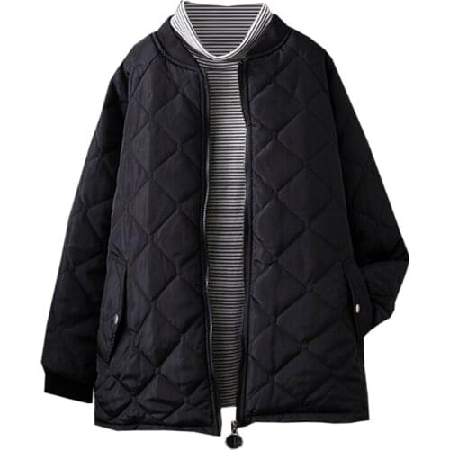 Black Autumn Winter Parka For Women Oversize Solid Long Sleeve Zipper Coats And Jackets Female Outerwear 2021 New Clothing