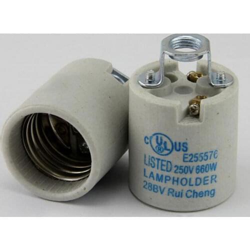 E27 ceramic lamp base High temperature resistance Lamp holder with bracket 200pcs