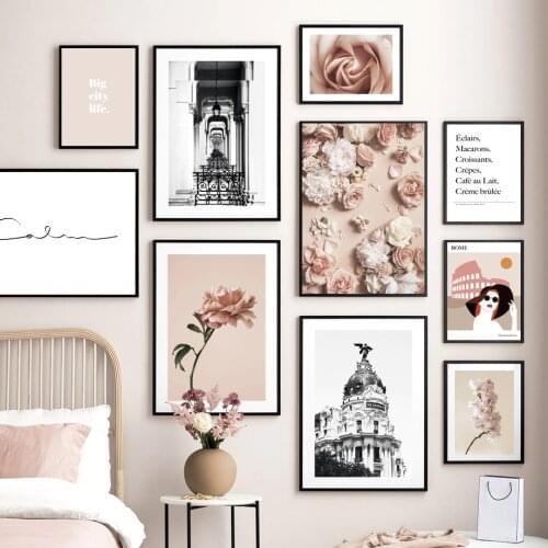 Blooming Flower London Arch Spain Nordic Vintage Poster Rome Wall Art Print Canvas Painting Wall Pictures For Living Room Decor