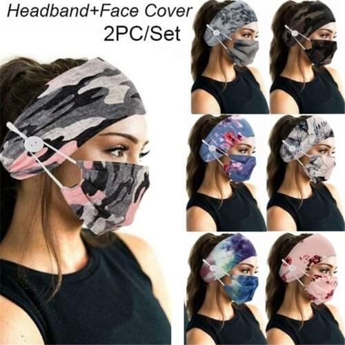 Tie Dye Button Mask Sport Cycling Yoga Sweat Headband For Men Women Yoga Hair Bands Head Bands Sports Safety Elastic Headband