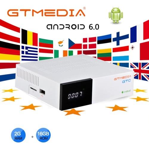 GTMEDIA GTC Satellite TV Receiver DVB-S2 DVB-C DVB-T2 android 6.0 TV BOX 2GB 16GB Support M3U Function Set Top Box decoder