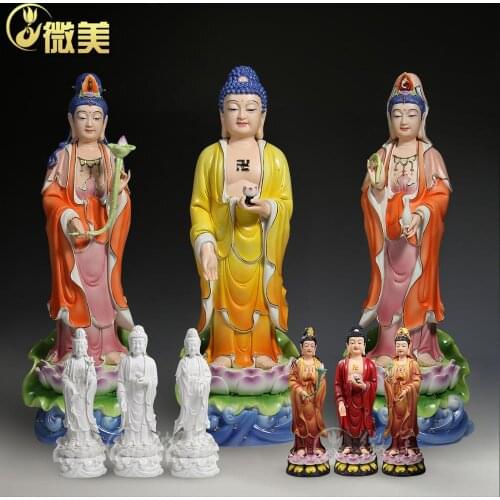 How heavy elegant size crossing Sam west of Dehua ceramic Buddha put Ephraim Amitabha Buddha Guanyin
