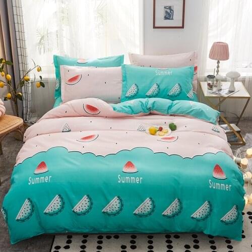 Green Bedding Set, 220x240 Duvet Cover Pillowcase 3pcs , Quilt Cover Red watermelon pattern Double Queen King Size Bed Sets