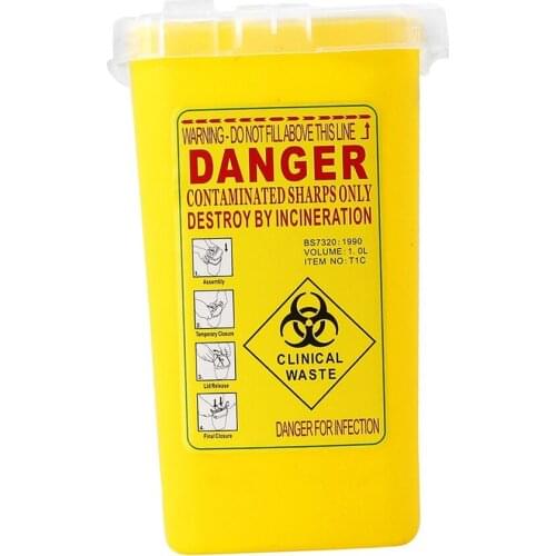 Tattoo Sharps Container Biohazard Needle Disposal 1L Collecting Box