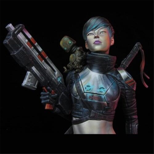 Mechanical Female Warrior Resin Bust Kit 1/10 Scale Assembly Model Figure Resin Kit Bust Colorless Self-Assembled Toy