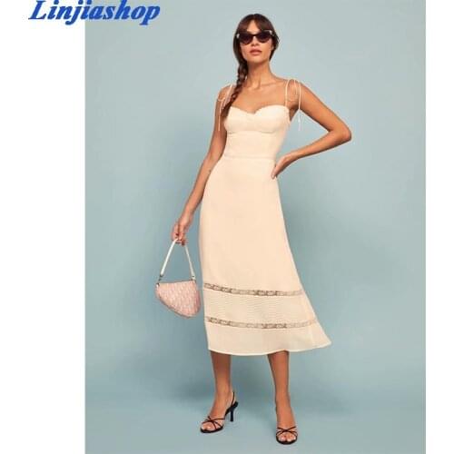 Fashion summer white dress slash neck sleeveless lining chic black midi beach dress women femme vestidos dropshipping