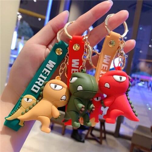 Cartoon doll dinosaur keychain creative cute car key chain couple bag silicone pvc pendant