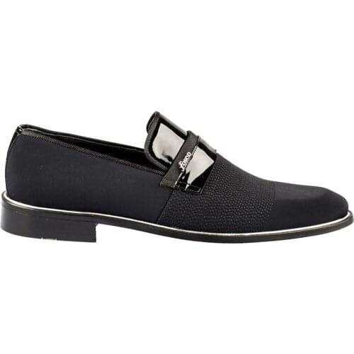 Mens Black Genuine Leather and Textile Classic Shoes FSC9086SYHSTN