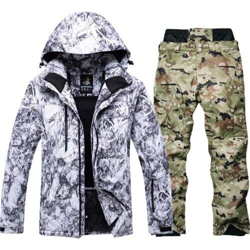 Outdoor professional ski suit Mens winter Ski Jacket windproof waterproof 10000 mountaineering jacket + bib warm pants